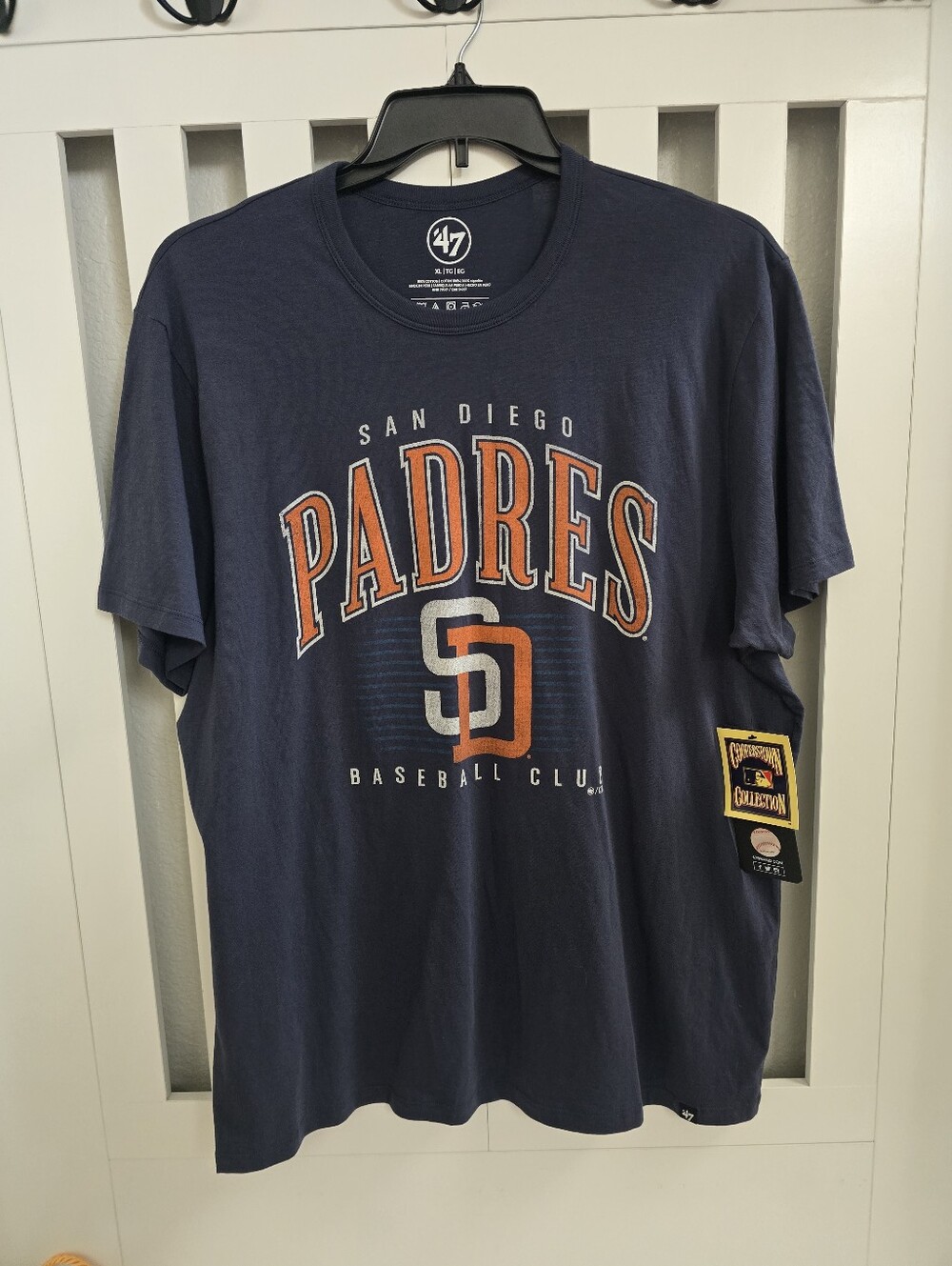 BRAND NEW SAN DIEGO PADRES COOPERSTOWN '47 BRAND HERITAGE TEE SIZE XL MENS BLUE